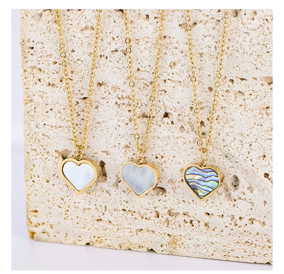 Mother of Pearl Multi-Color Heart Necklace