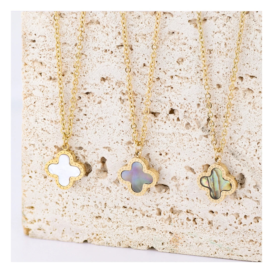 Mother of Pearl Multi-Color Clover Necklace