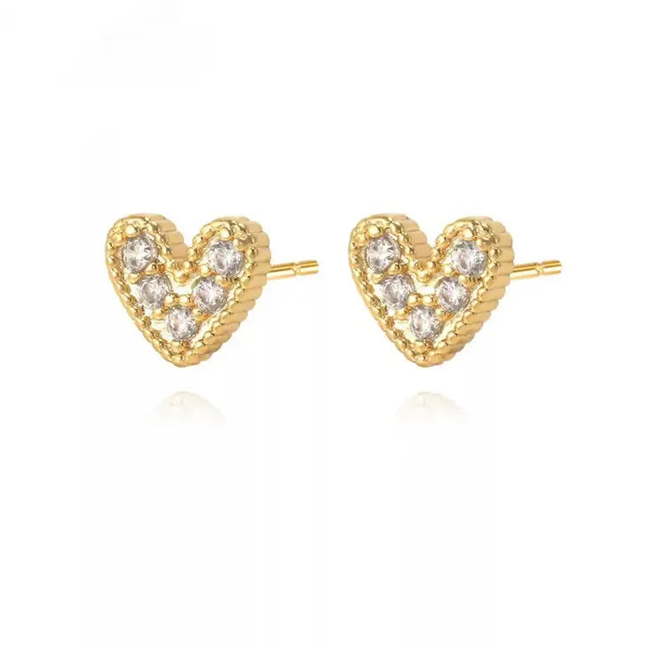 Nia Pave Heart Stud Earrings