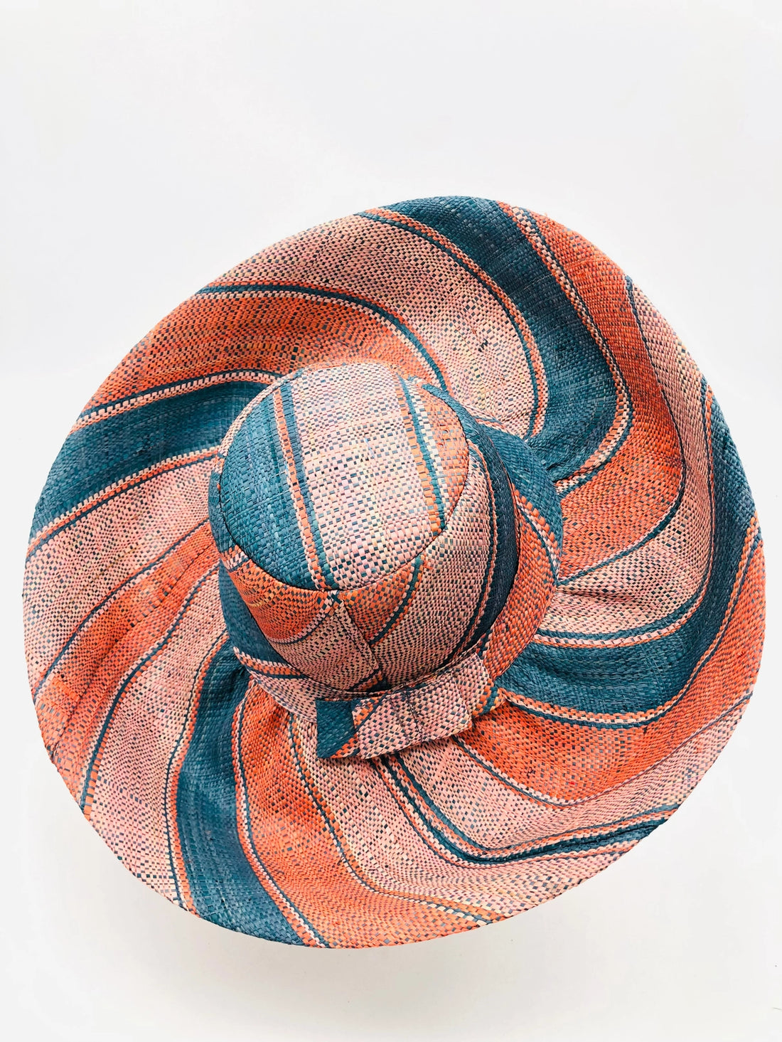 The Jessica 7" Brim Hat in Peach & Turquoise