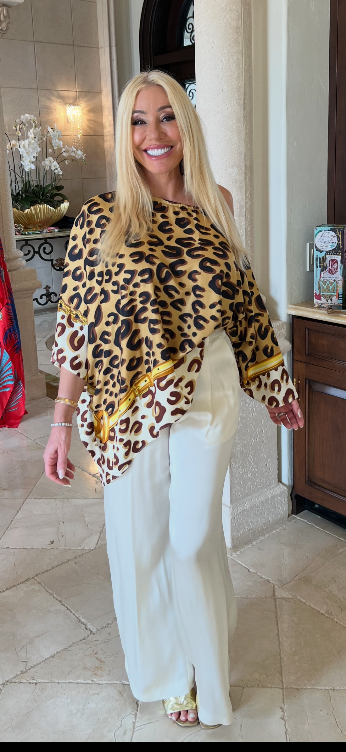 The Leopard Noir Silk Top