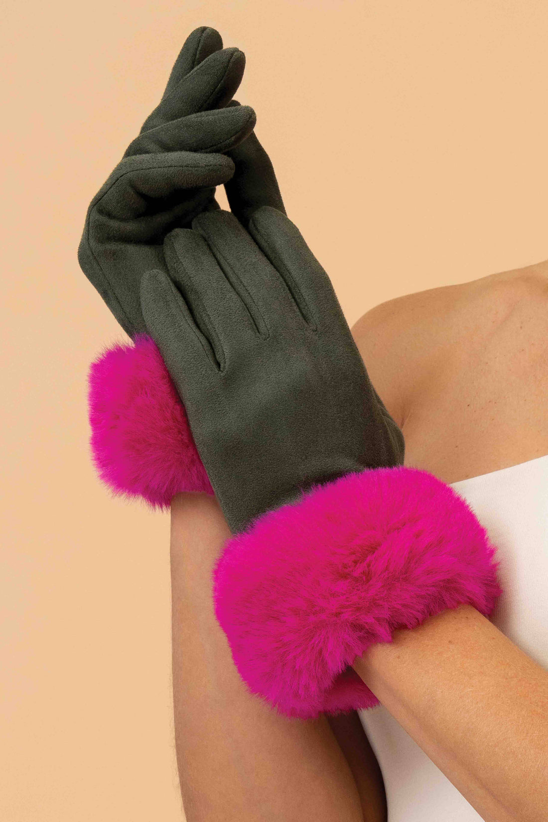 Bettina Gloves - Olive & Magenta