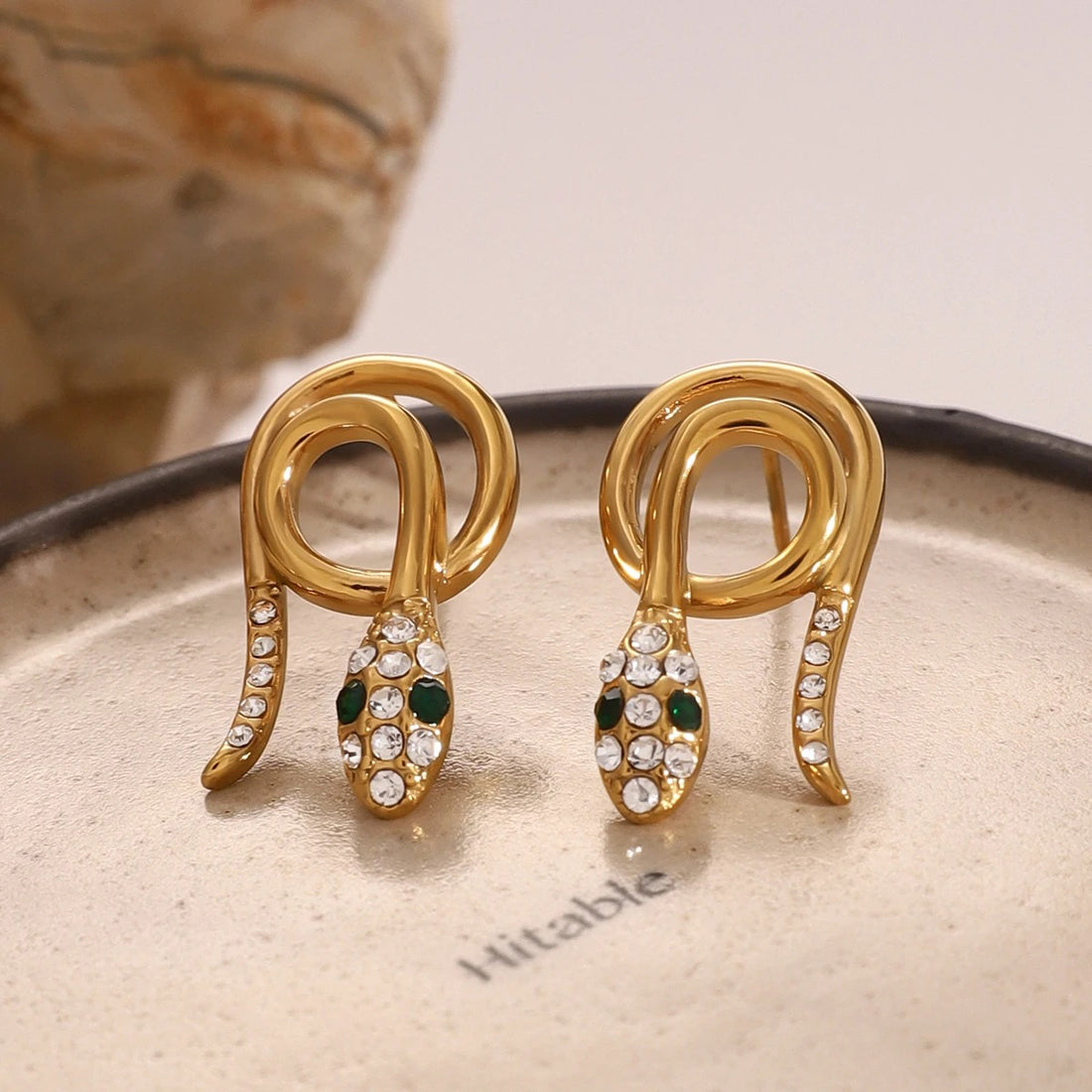 Emerald Snake Earrings