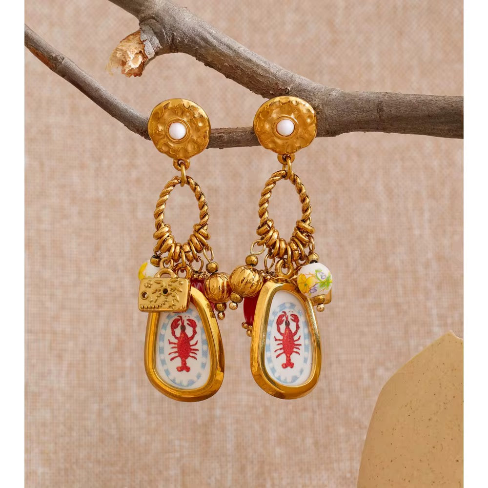Cape Lobster Charm Earrings