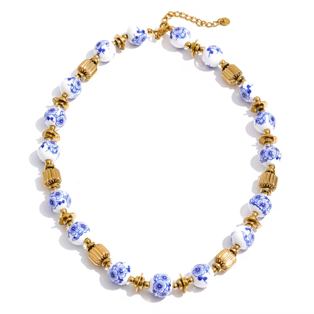 Santorini Blue Beaded Necklace