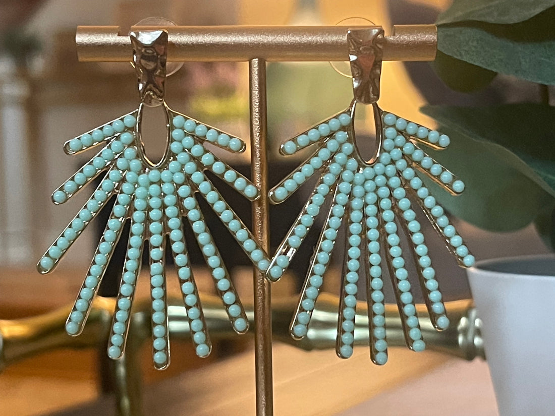 The Coastal Glam Statement Earrings in Mint