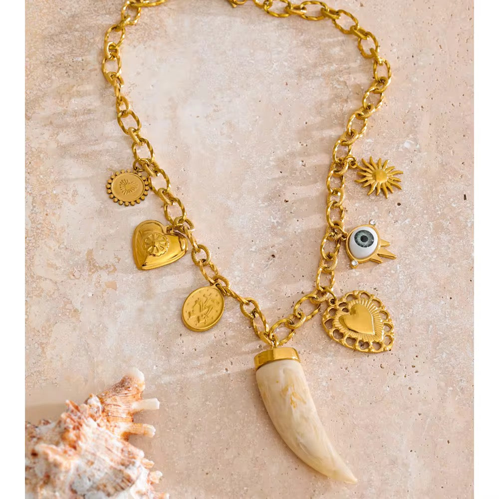Mediterranean Talisman Charm Necklace