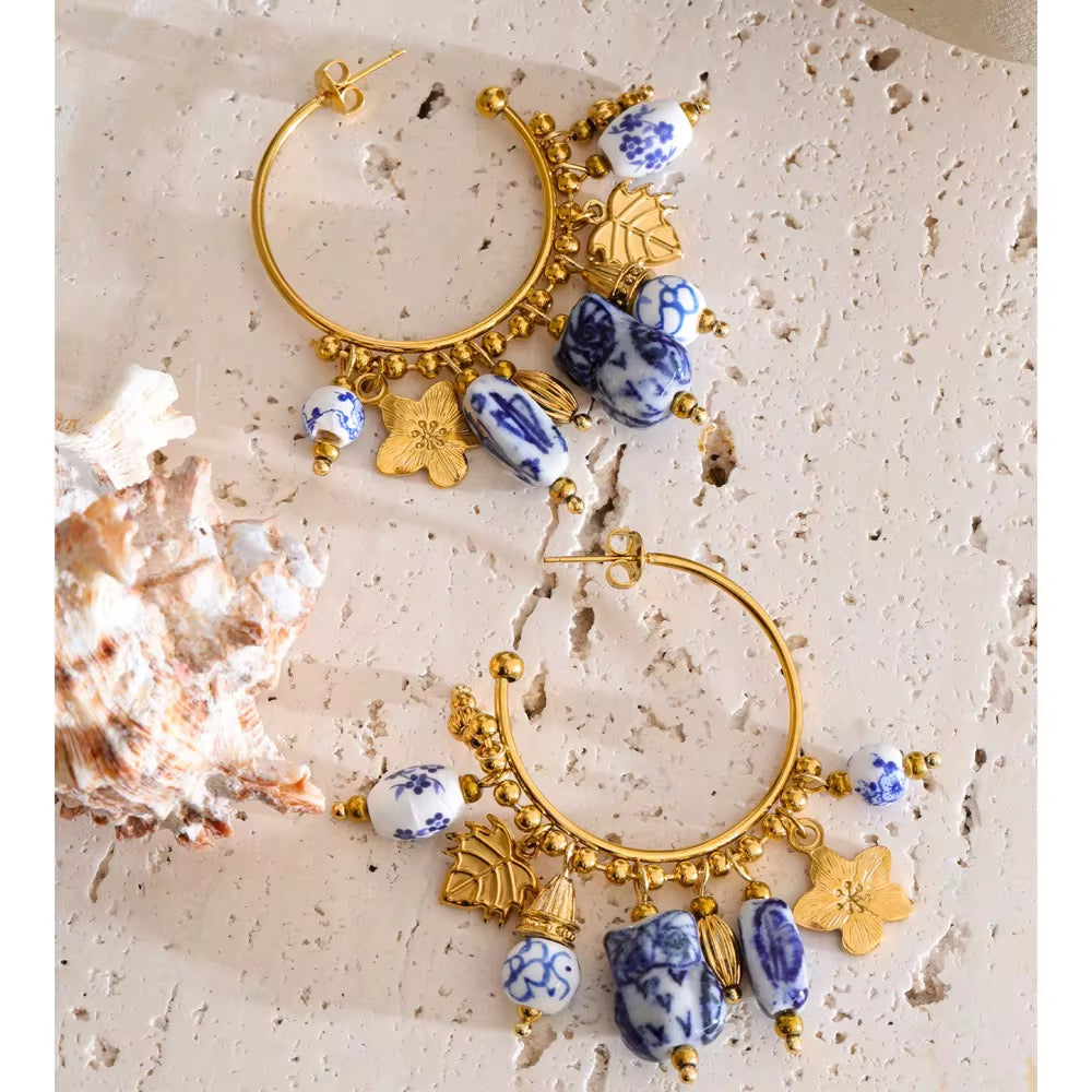 Santorini Charm Hoop Earrings