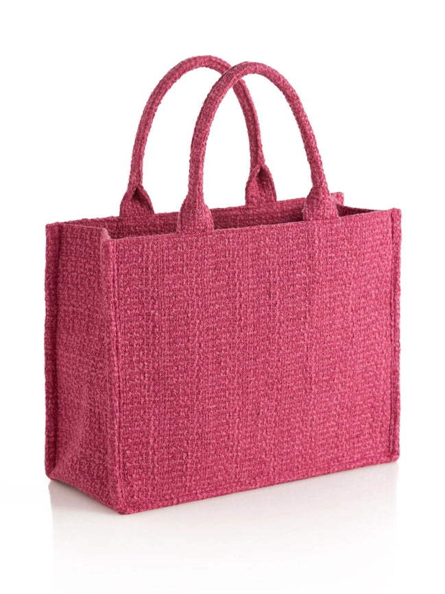 Billie Tote: Pink Tweed Handbag