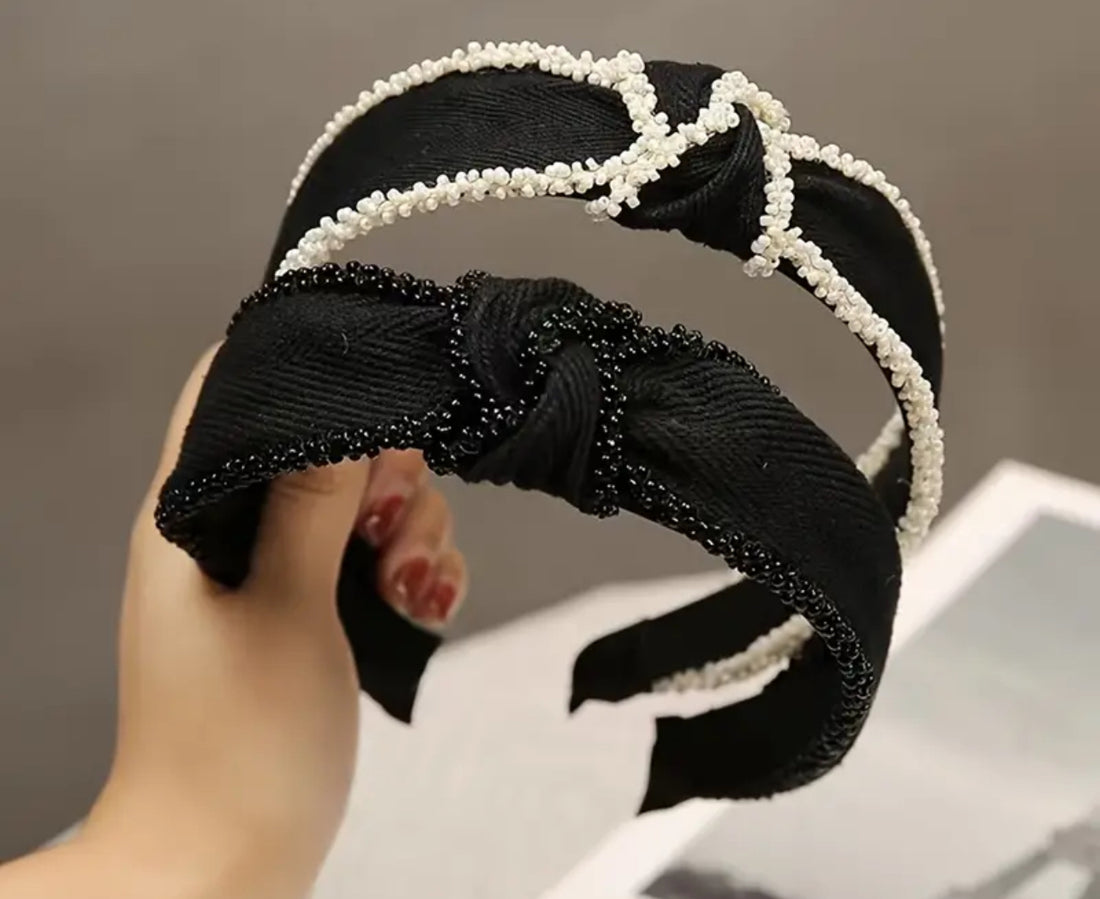 The Brooklyn Black Beaded Headband