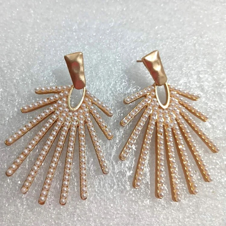 Pearl Sunburst Statement Earrings