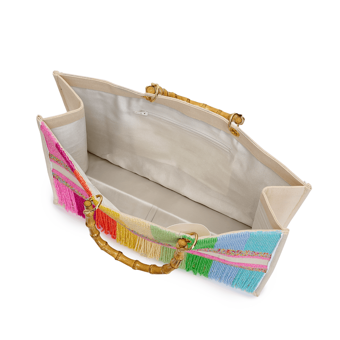Rainbow Fringe Bamboo Tote