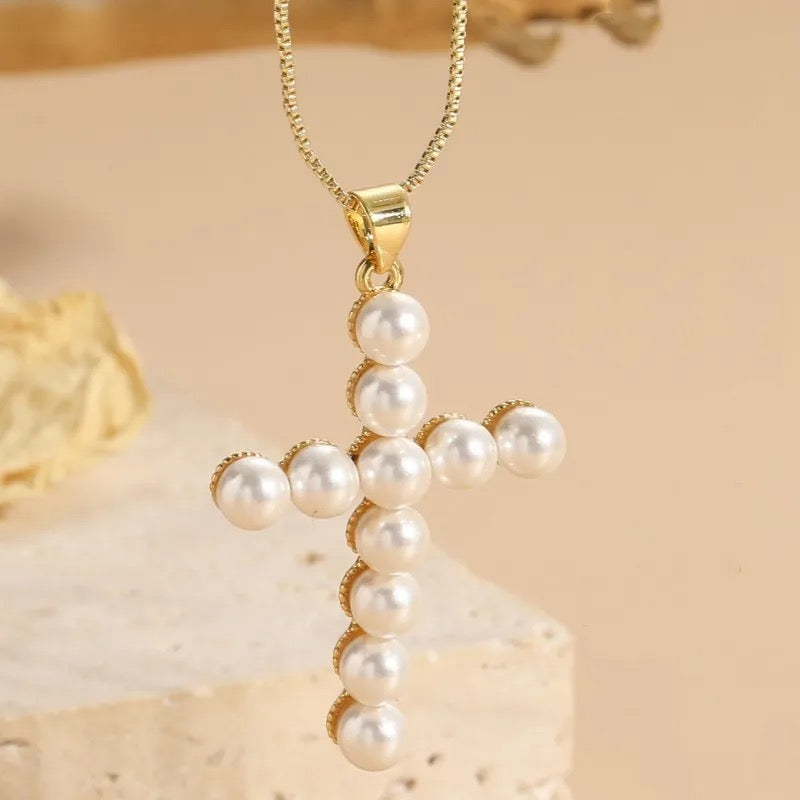 The Dayna Pearl Cross Necklace