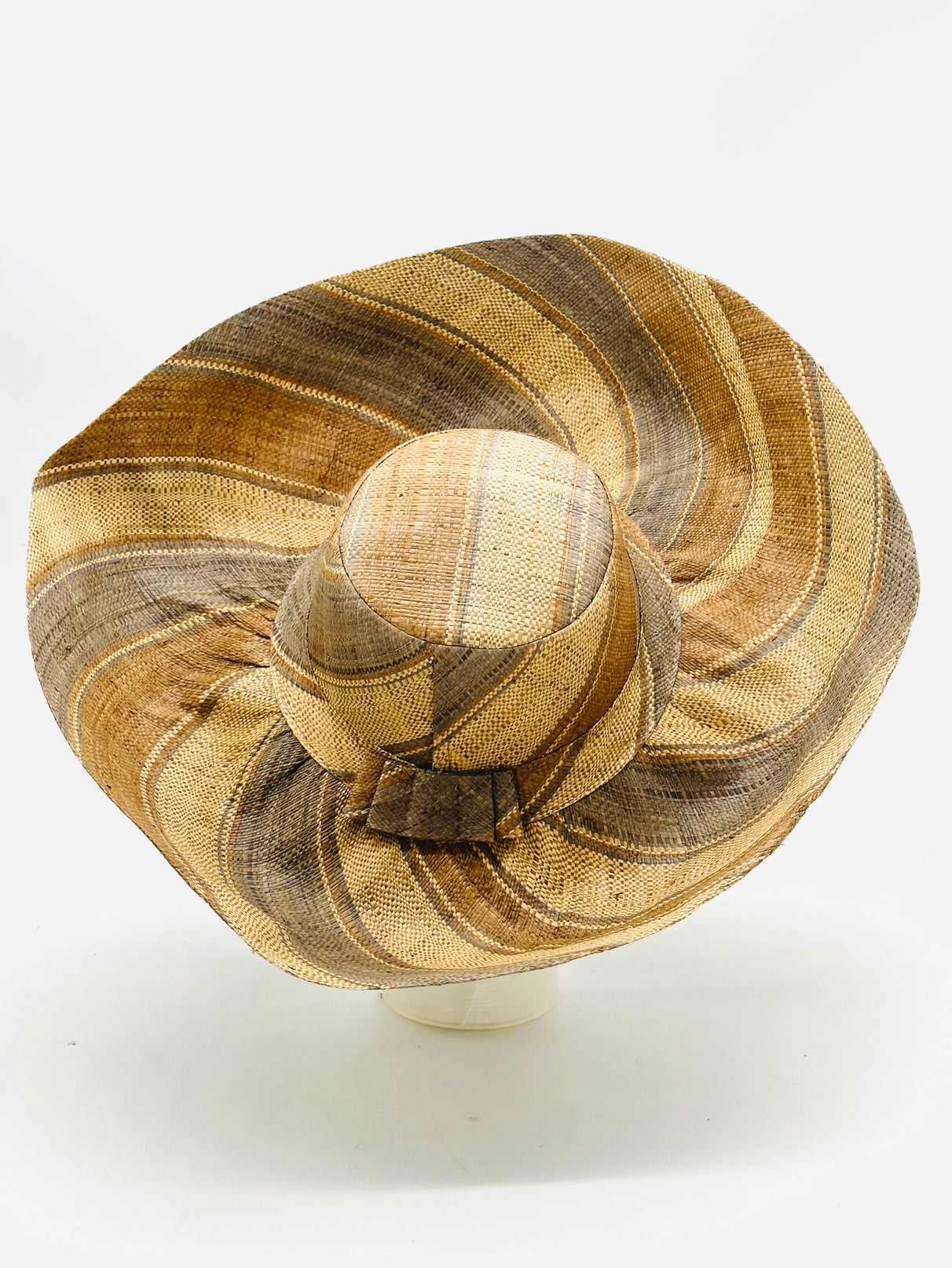 Beige Brown Swirl Stripe Sun Hat Women main image 2