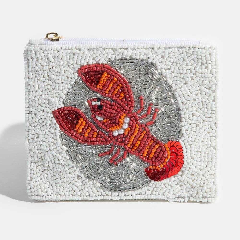 Seed Beaded Lobster Coin Purse