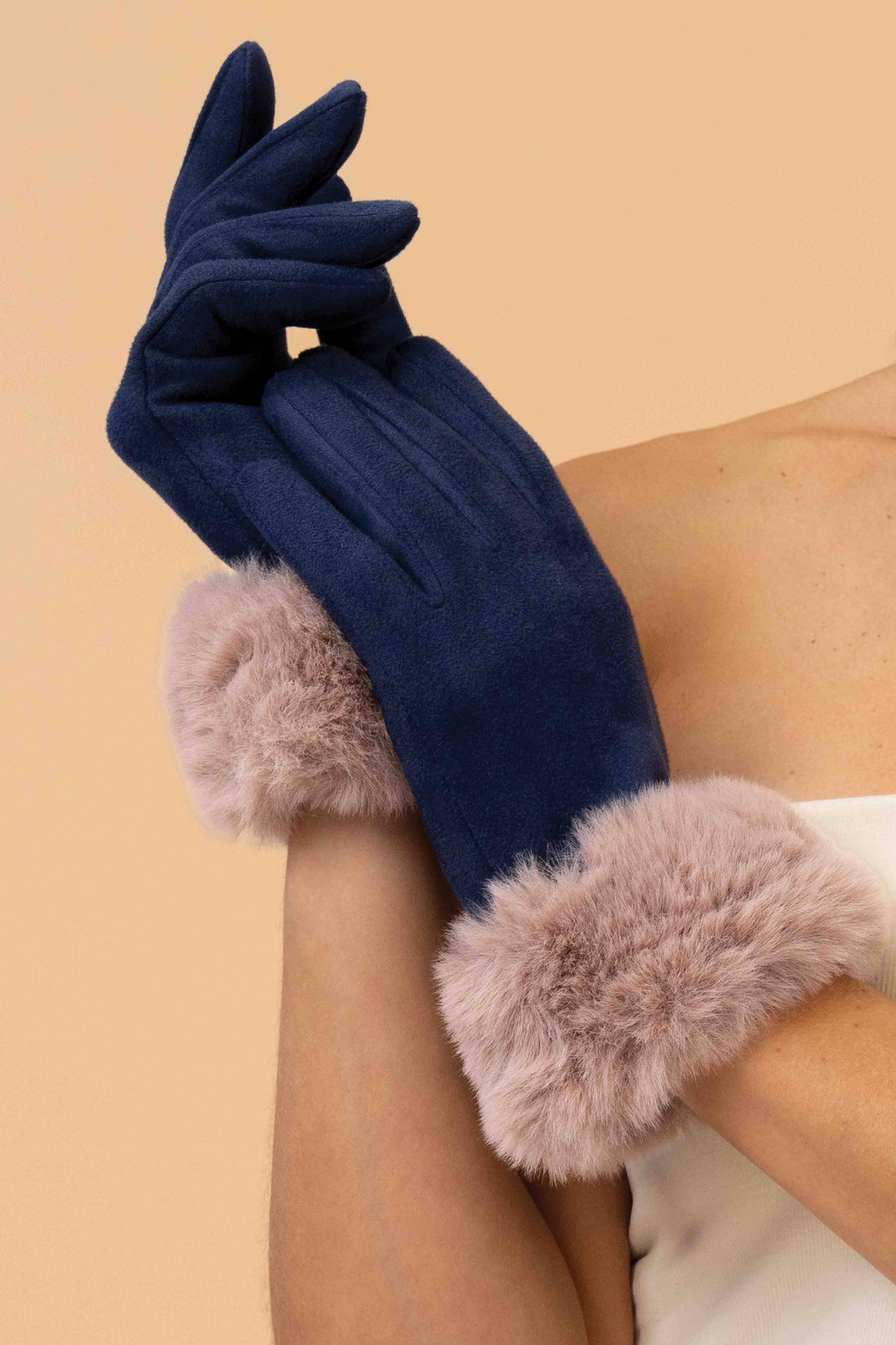 Bettina Gloves - Navy & Taupe